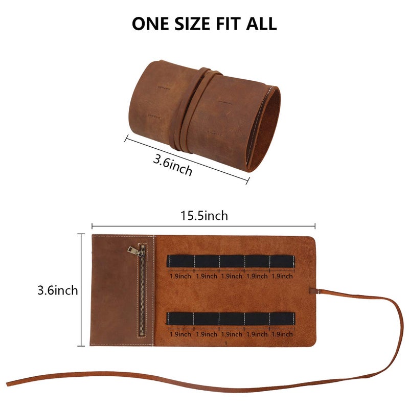 QEES Cable Organizer,Travel Organizer Electronics Organizer,Leather Charge Organizer Roll Bag,Travel Cord Organizer Tec Cable Organizer Bag Travel Case For Cable Charger Phone USB Headphone. (10 Slots) - Image 2